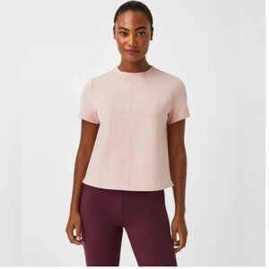 NWT SPANX The Perfect Short Sleeve Crew Neck Top In Pale Pink
